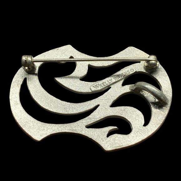 Vintage Kelly Waters Convertible Brooch Pin Pendant Pewter Modernist Signed - Picture 3 of 5